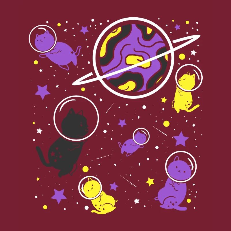 Nonbinary Pride Katze im Weltraum