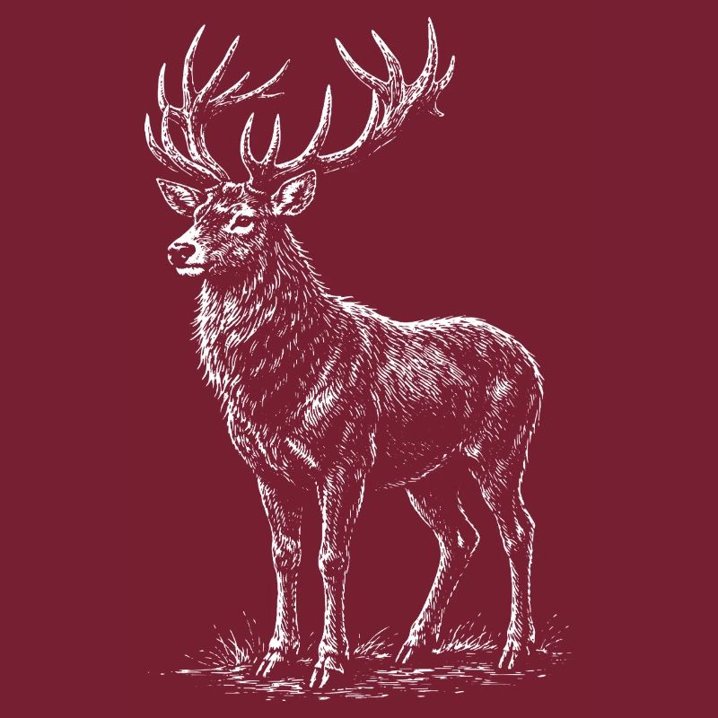 Weiße Hirsch-Silhouette mit Geweihen