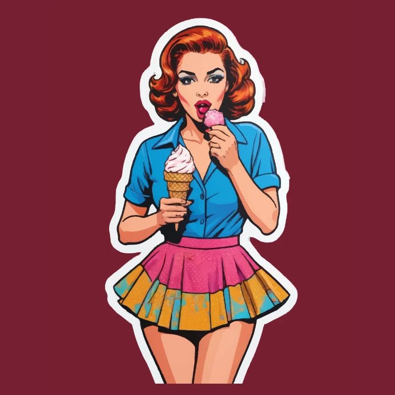 Retro Mädchen Eis essen