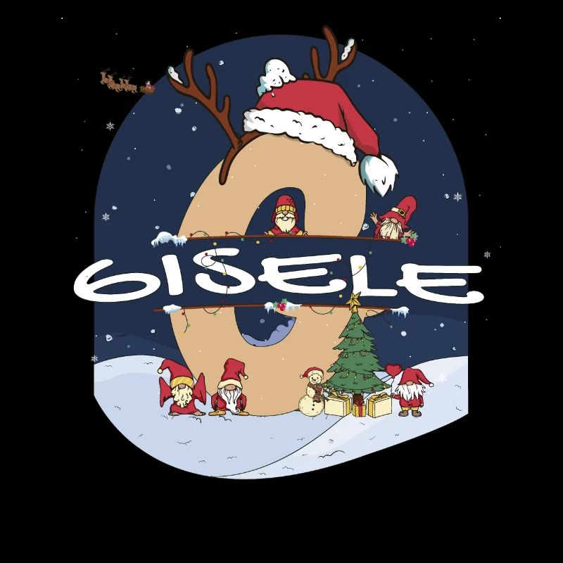 Génial Gisele nom w chapeau de père Noël dans le thème de Noël