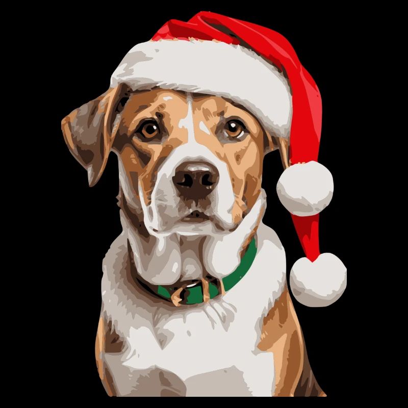 Chien mignon avec chapeau de Noël