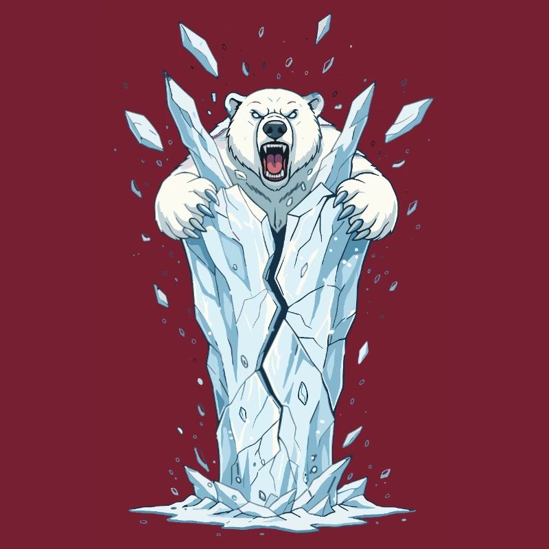Eisbär bricht Eisblock
