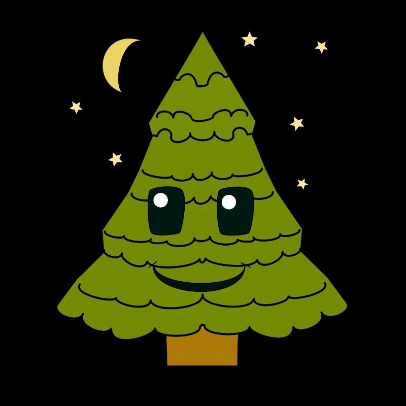 fir tree, fir tree, starry sky, moon, night, forest