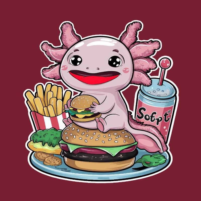 Axolotl Kawaii avec Restauration Rapide