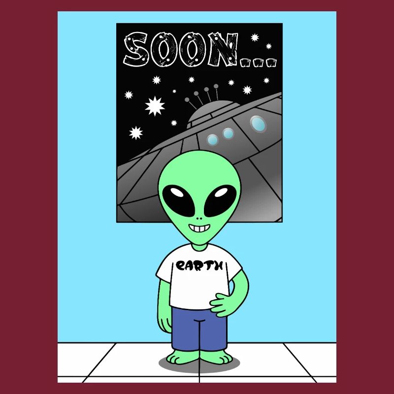 Alien devant le vaisseau spatial Terre
