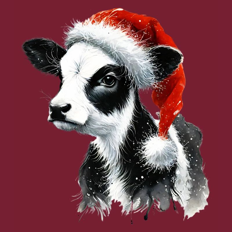 Weihnachtskalb mit Nikolausmütze