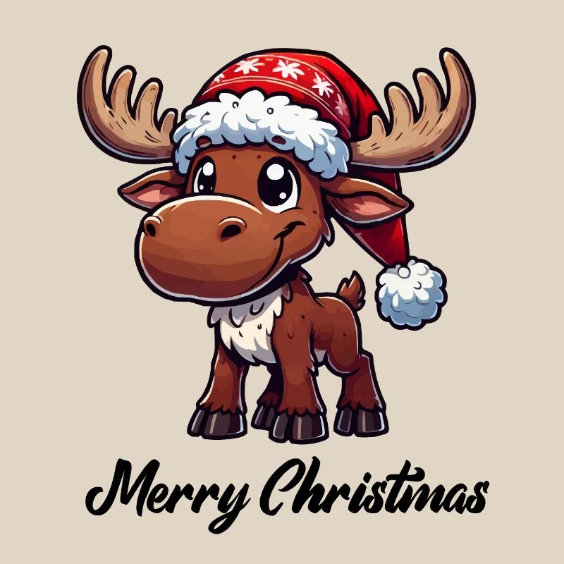 Deer Comic Christmas Moose