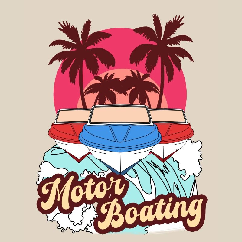 Motor Boating - Boot Motorboot Sommer Strand Retro