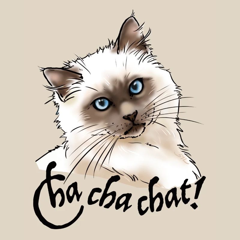 chat birman "Cha cha chat" (texte noir).