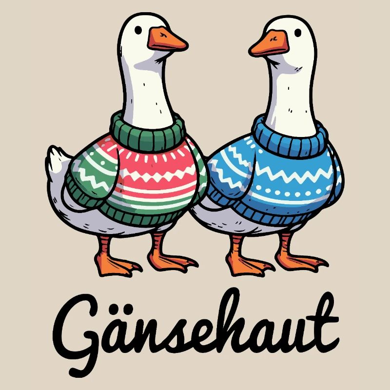 Gänsehaut - Gänse mit Strickpullovern