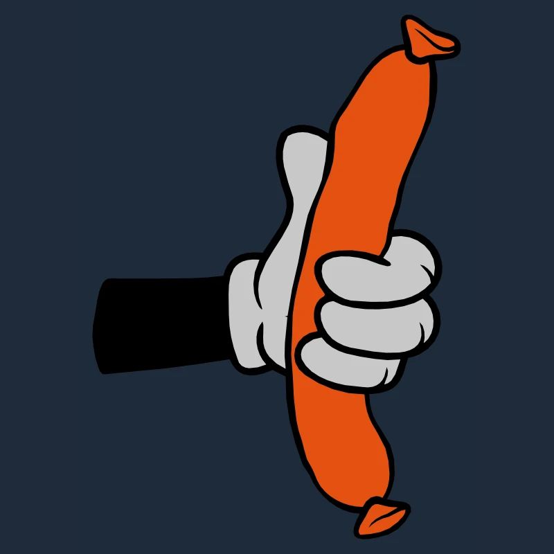 Comic Hand hält Wurst