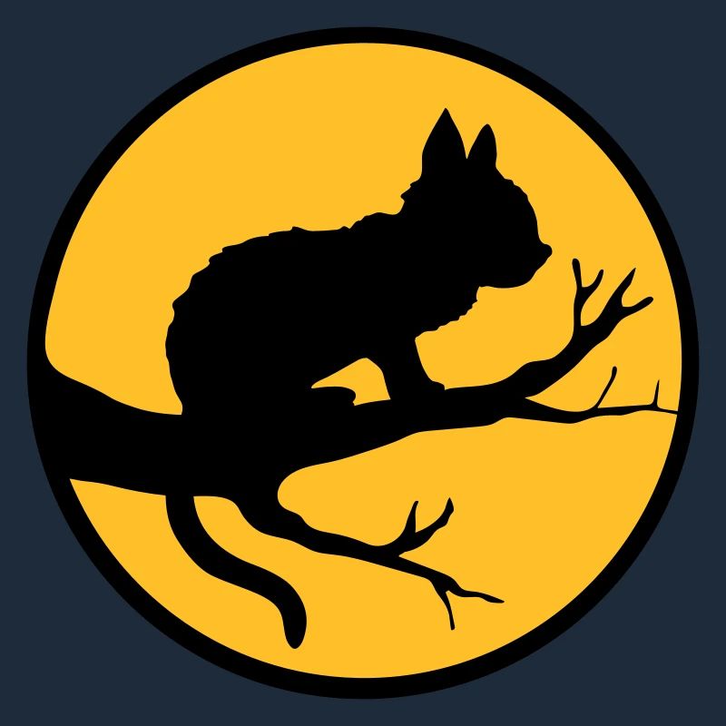Schwarze Katze Mond Baum