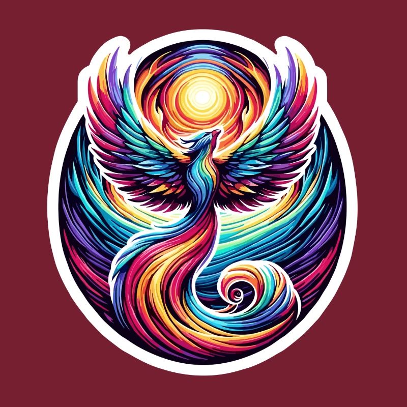 Psychedelic Rainbow Phoenix Tee Design