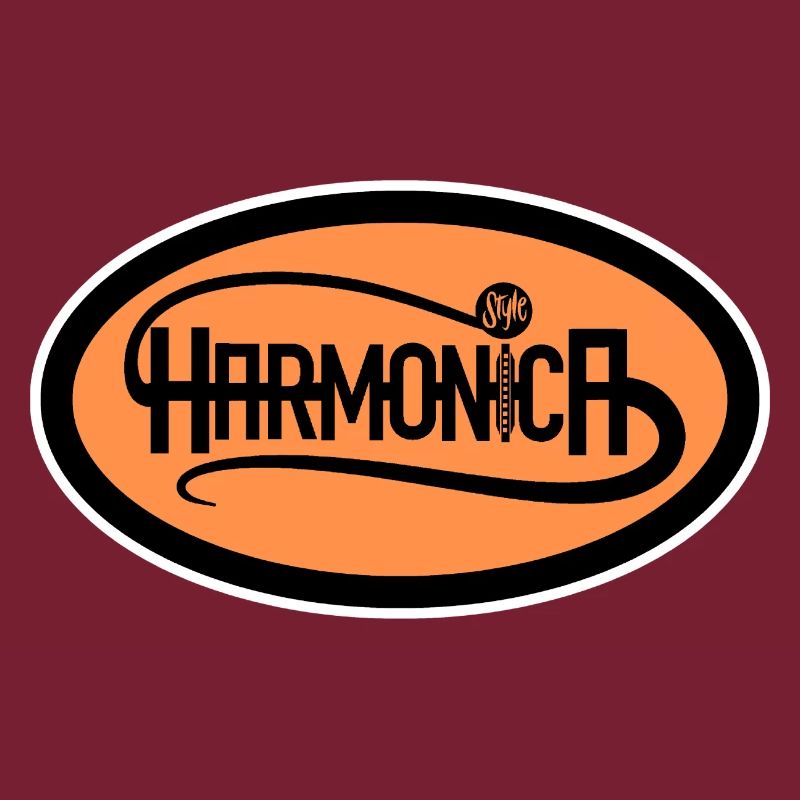 Harmonica Logo Style white edge for harmonica player