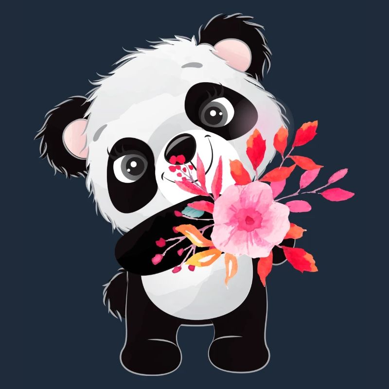 Petit panda avec des fleurs