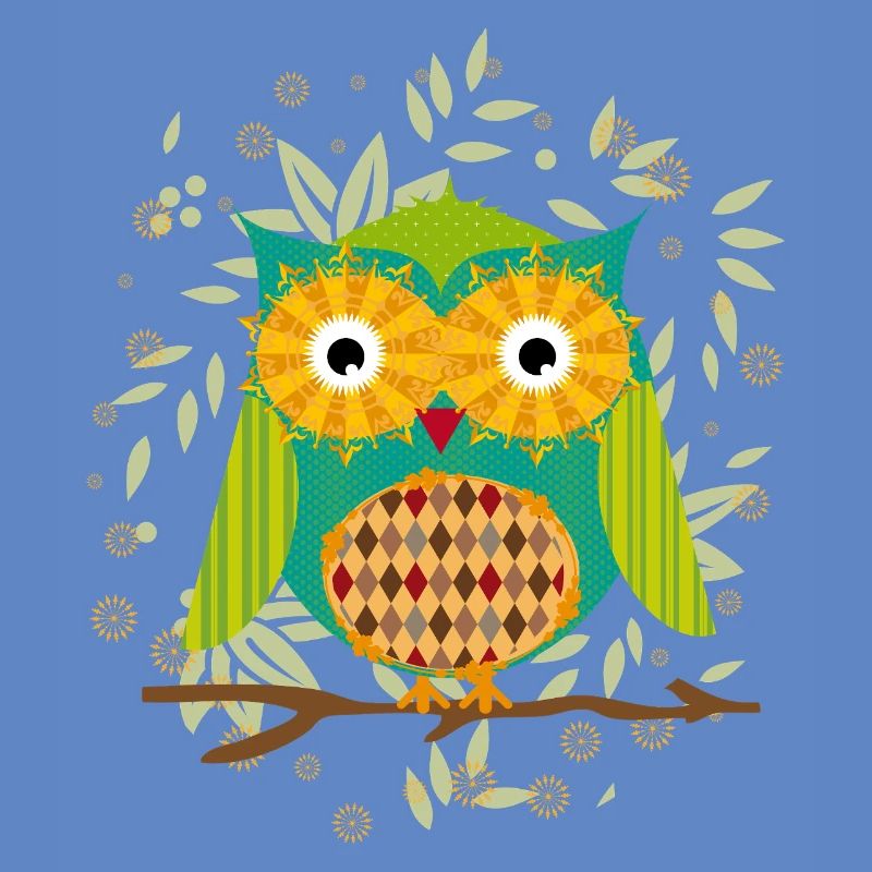 Artfully designed owl with patchwork pattern