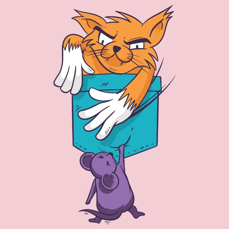 Playful Cat with Mouse Pattern
