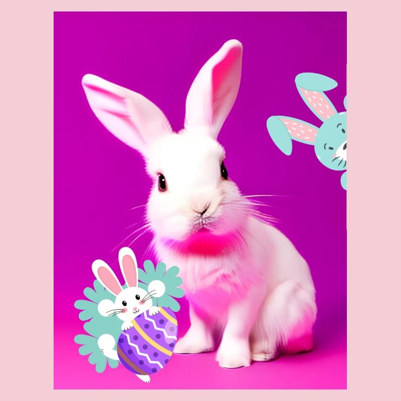 Pink Easter Bunny with Easter Egg Pink