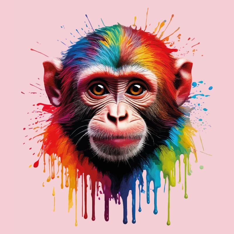 Colorful monkey with color explosion
