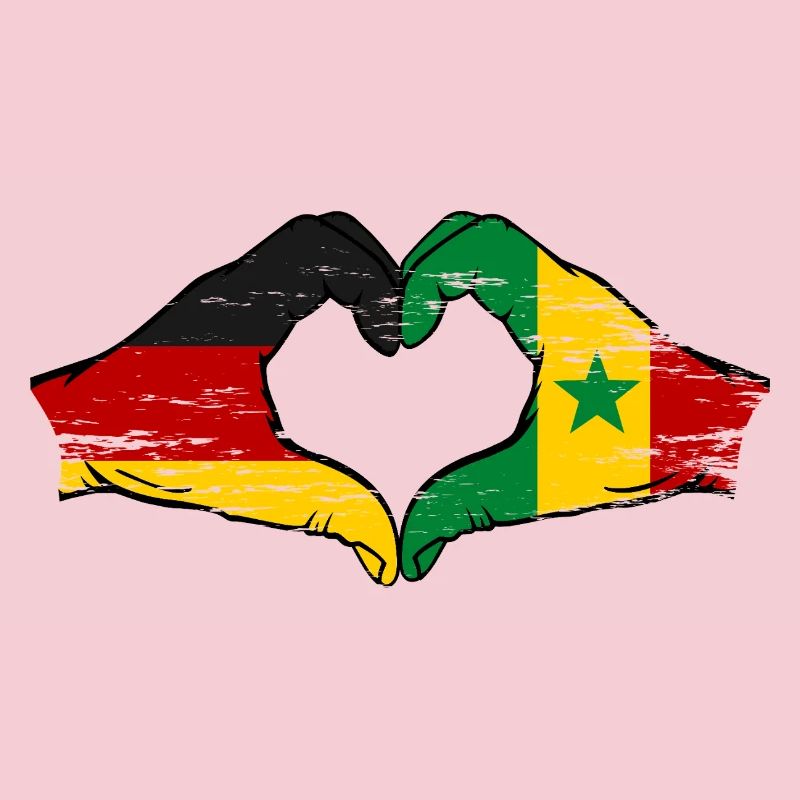 Drapeau de l'Allemagne et du Sénégal, forme de cœur, utilisé