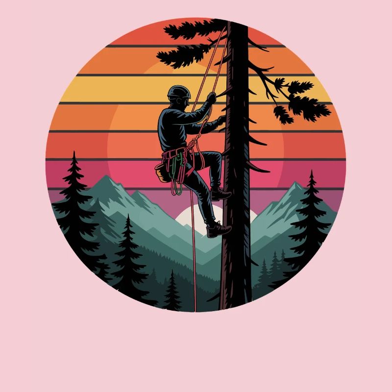 Kletterer im Abendrot Waldlandschaft