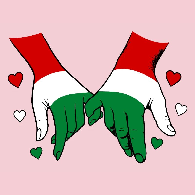 Drapeau hongrois main dans la main