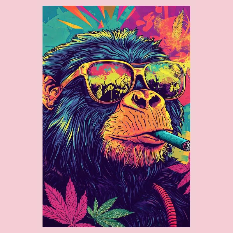 Psychedelic monkey with sunglasses
