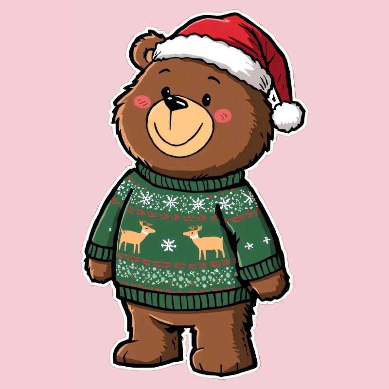 Niedlicher Bär mit Weihnachtspullover