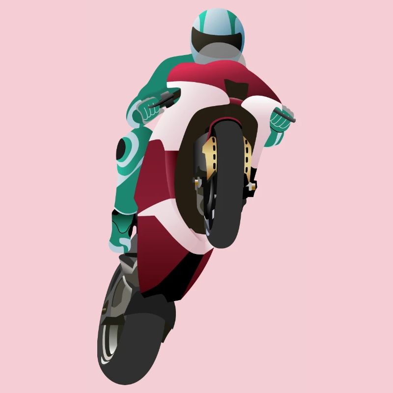 Wheelie extrem mit Motorrad beim Rennen