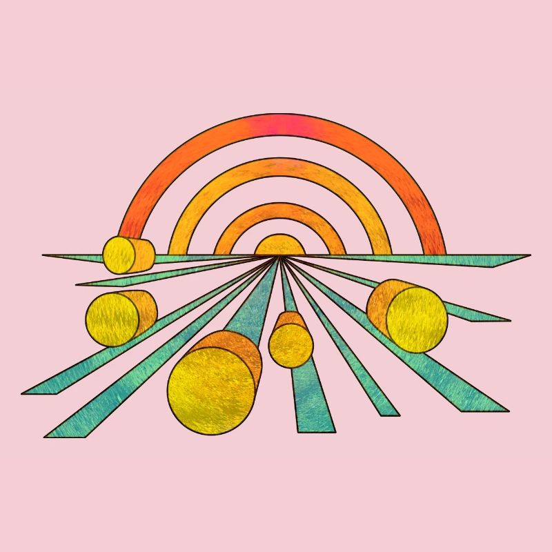 Heu Landschaft Feld Illustration cool retro