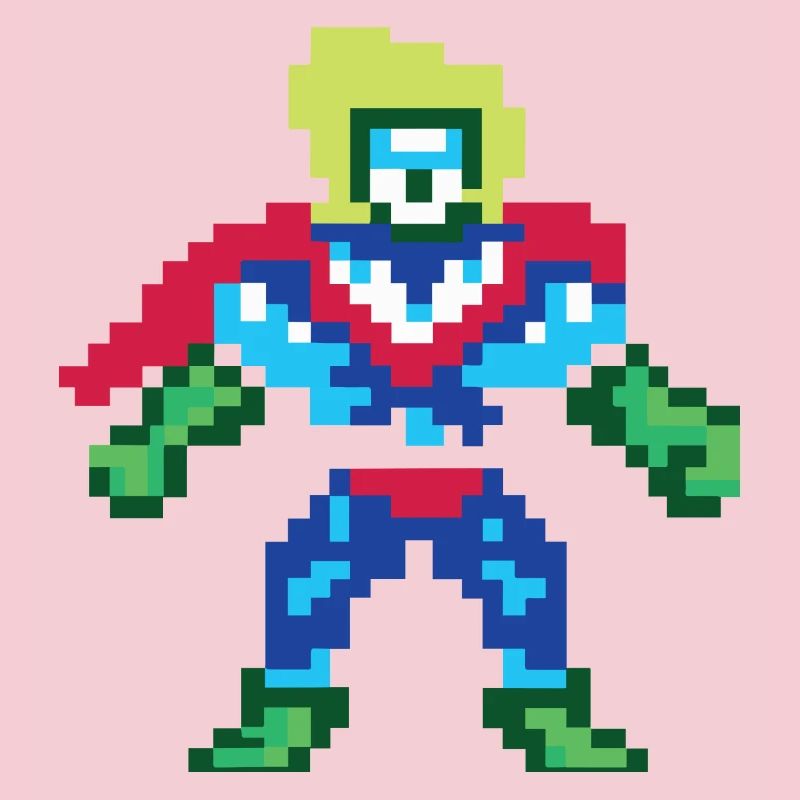 Pixel Art Superheld – Männlicher Held