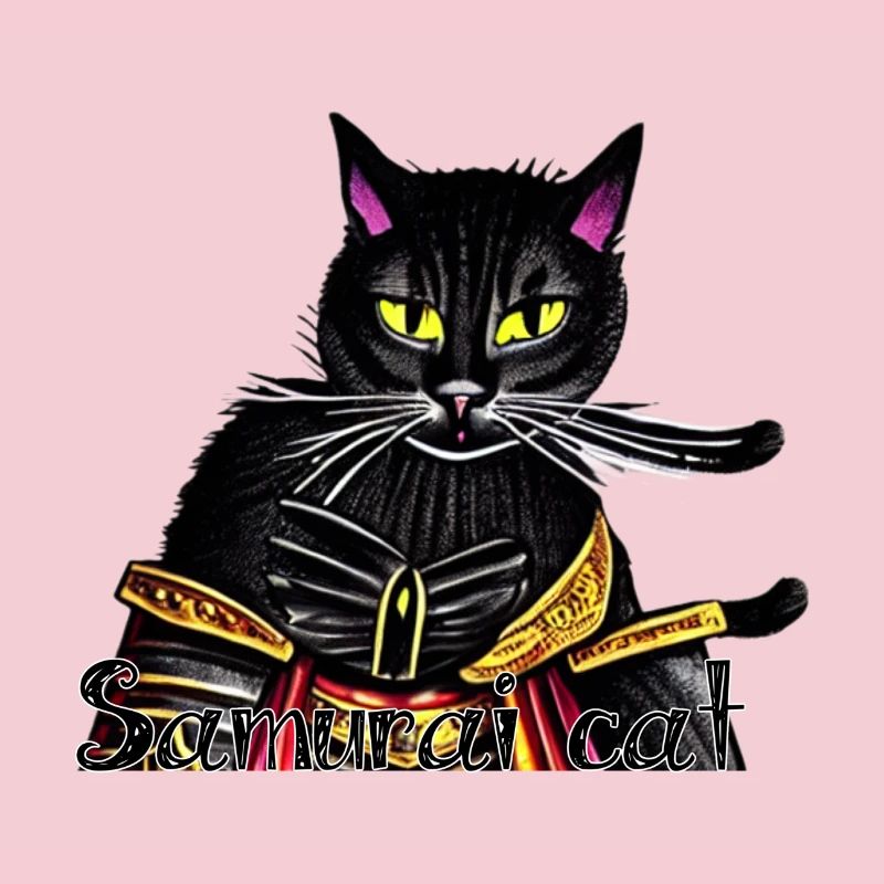 Chat samouraï avec une armure dorée