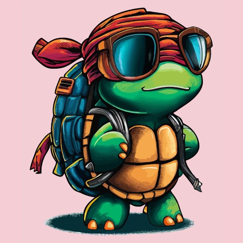 Adventure Turtle with Sunglasses and Backpack