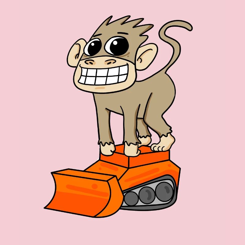 Monkey Excavator Excavator Driver Motif