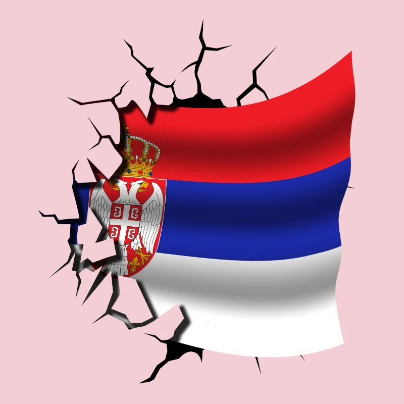 Drapeau de la Serbie - Serbe - Drapeau Broken Design