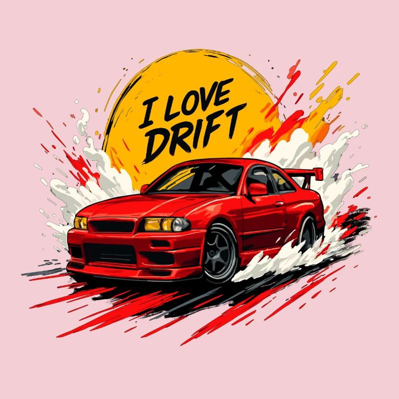 Rotes Drift Auto Splash Kunstwerk