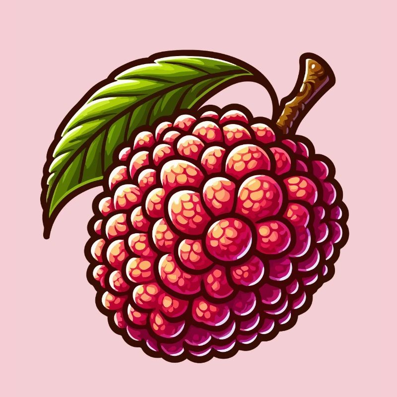 Lebendige Litschi im illustrativen Stil