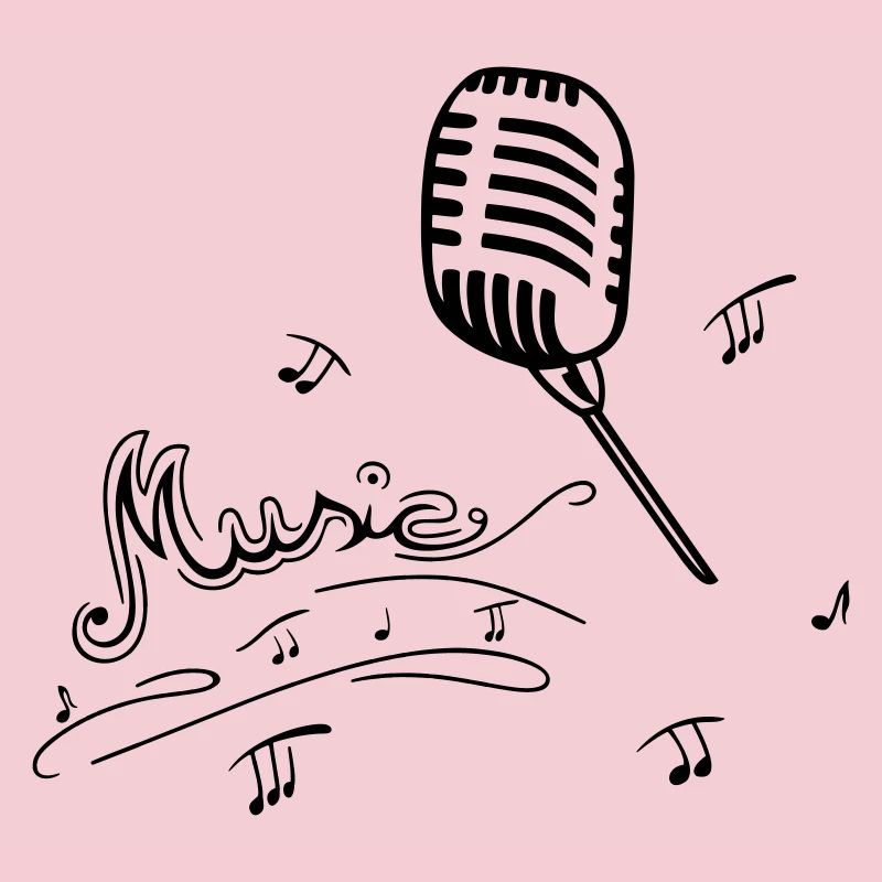 Retro Mikrofon mit Musiknoten