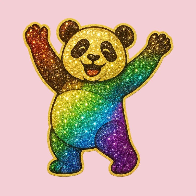 Glittery Rainbow Panda