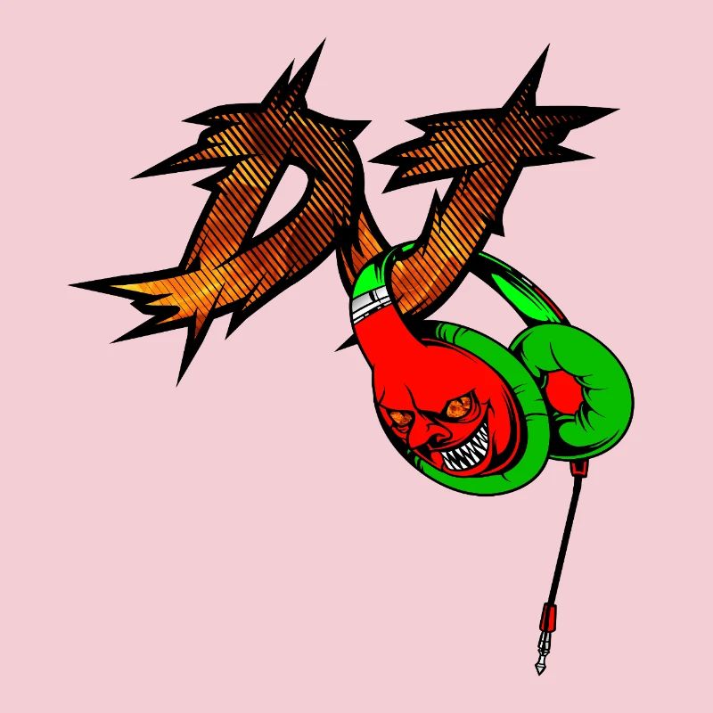 Neon Devil mit Kopfhörer DJ