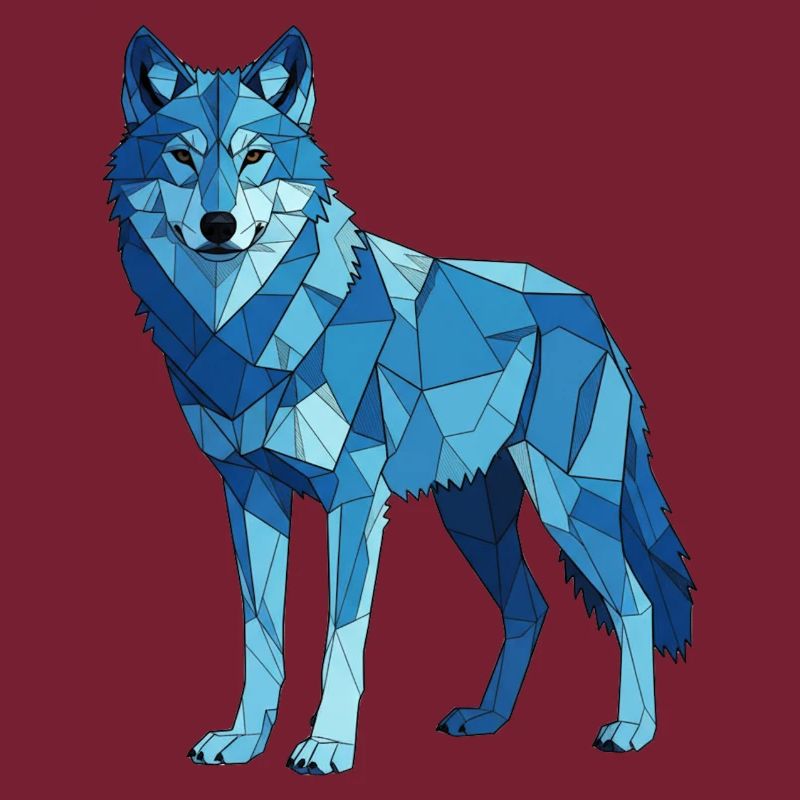 Blue polygon wolf
