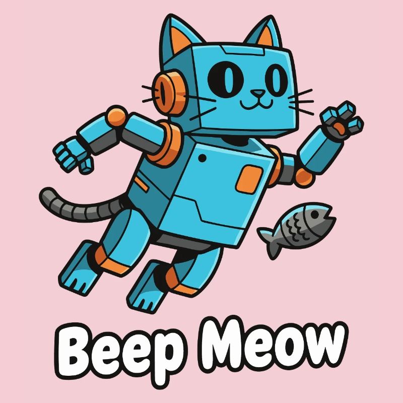 Blue robot cat Beep Meow