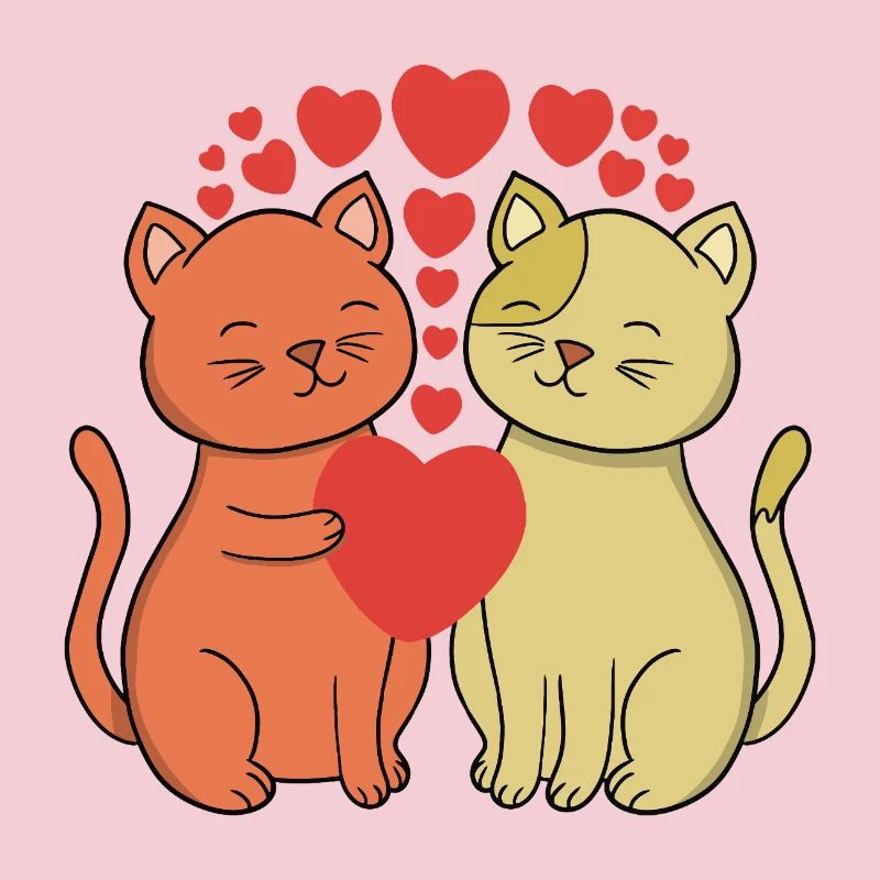 Deux chats sincères s’embrassent