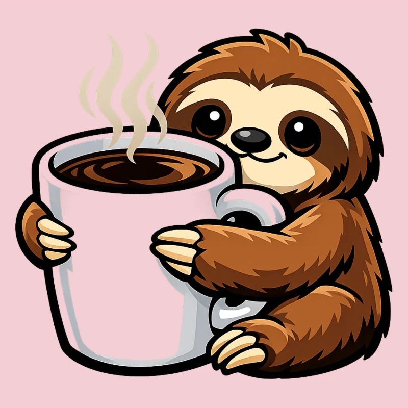 Faultier mit Kaffee-Becher