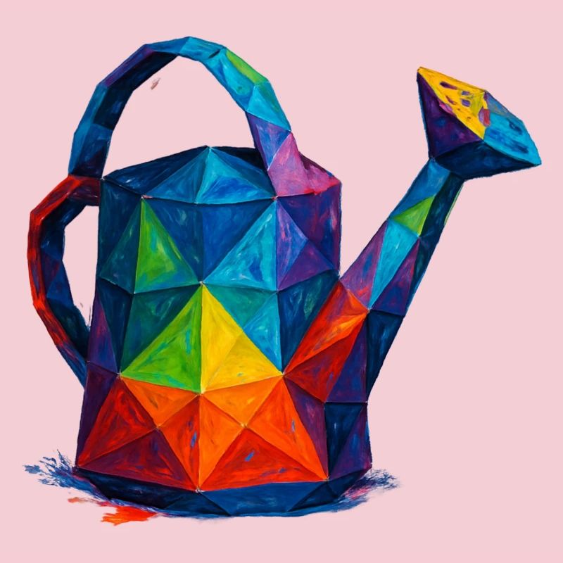 Geometric Watering Can - Low Poly Garden Design