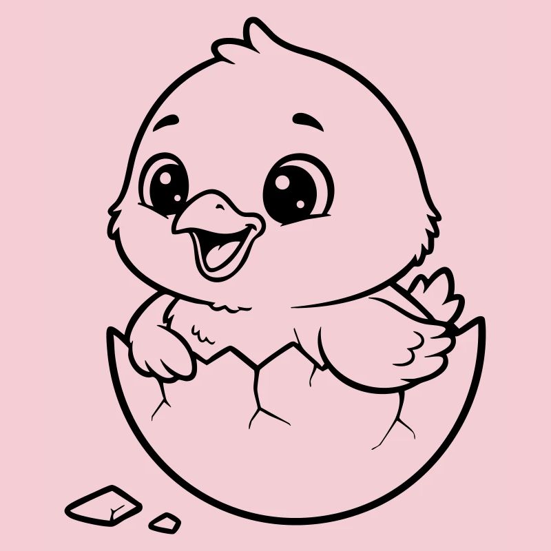 Cute Chick Hatching from Egg