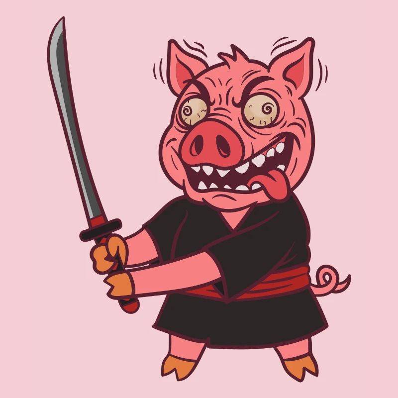 Crazy Samurai Pig with Sword