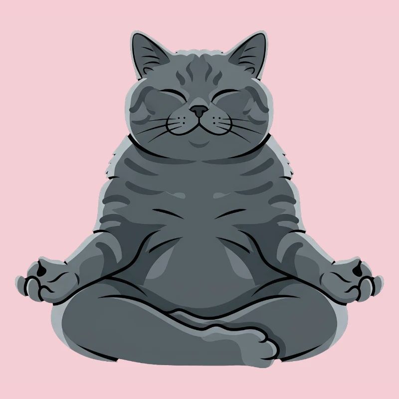 Meditierende Graue Katze