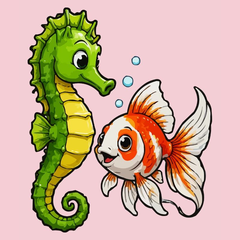 Poisson rouge hippocampe des Amis sous-marins