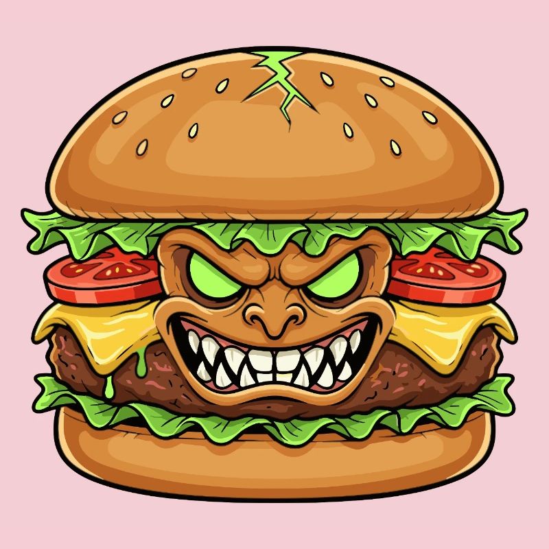 Grimmiger Burgerdämon Cartoon